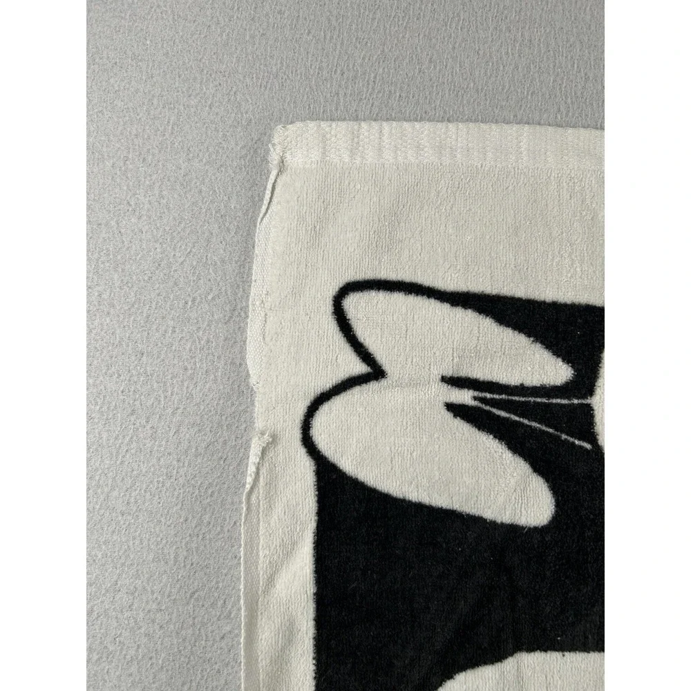 VTG VERA NEUMANN Black White Floral Butterfly Bath Towel Hand Towel Set RARE